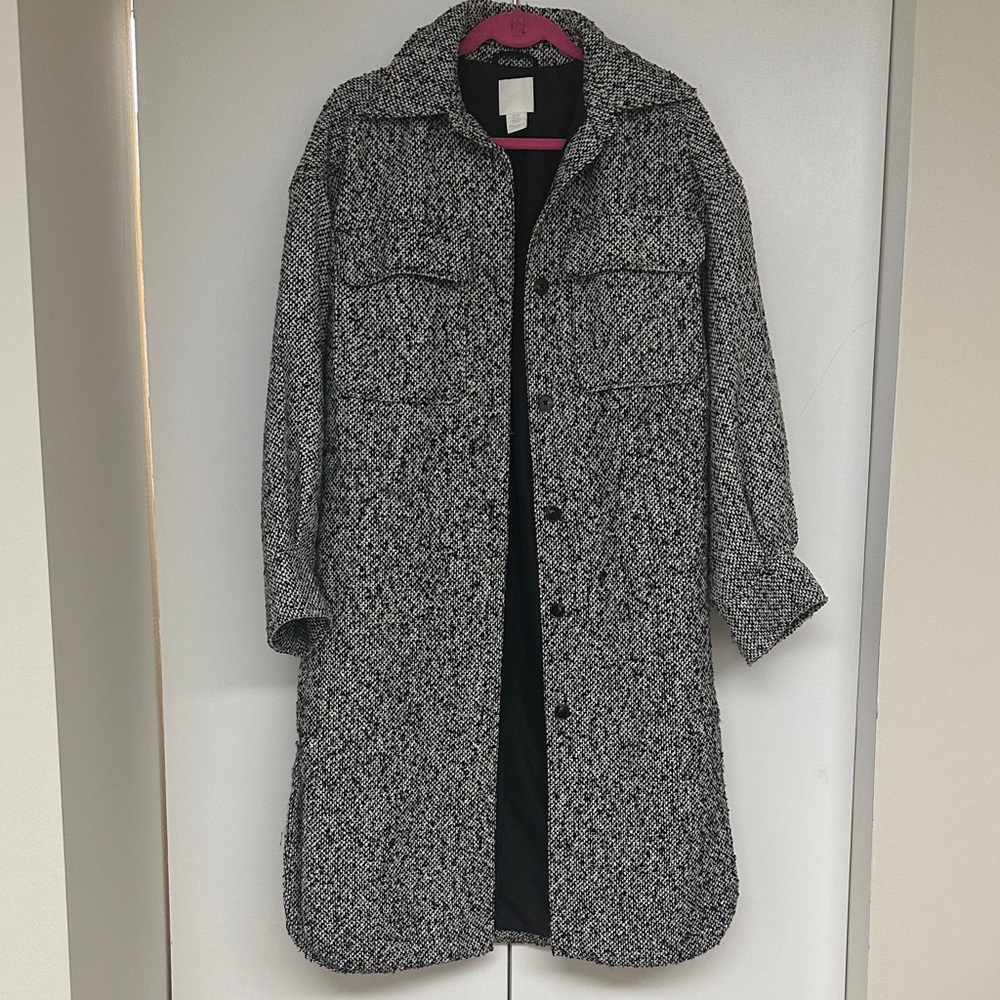 H&M Black and White Trench Coat